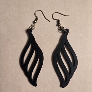 Black Boho Wooden Earrings